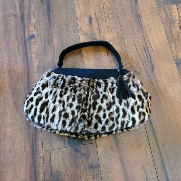 1940's Genuine Leopard and Suede Muff Handbag - Picture 3 of 6